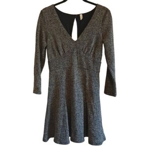 Free People Tweed Long Sleeve‎ Keyhole Back Dress Medium Mob Wife Aesthetic